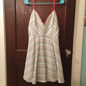 Paper Crane Embroidered Striped Dress